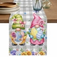 thumbnail image 1 of Easter Gnomes Table Runner 120 Inches, Spring Floral Eggs Flowers Butterflies Gray Plaid Bed Runner Dresser Scarves Tabletop for Indoor Outdoor Parties/Ceremony/Banquet, 13"x 120", 1 of 8