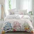 thumbnail image 1 of Easter Gnomes Twin Size Comforter Set, Spring Floral Leaf Botanical Gnomes Colorful Eggs Bedding for All Seasons, 4 Pcs Bed Set, 1 Quiltcover (68"x86") ,1Sheet(67"x116"), 2Pillowcases (30"x20"), 1 of 12