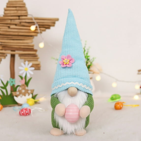 Easter Gnomes With Egg Decorations, 1PC Plush Easter Bunny Handmade Swedish Tomte Elf Stuffed Doll Rabbit Gifts Cute Easter Faceless Dwarf Bunny Household Ornaments Home Decor