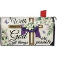 thumbnail image 1 of Easter with God All Things are Possible Mailbox Cover Magnetic Standard Size 21"x19", Religious Cross Decorative Post Letter Box Wrap Decor, Spring Summer Lily Garden Yard Outdoor Decoration, 1 of 6