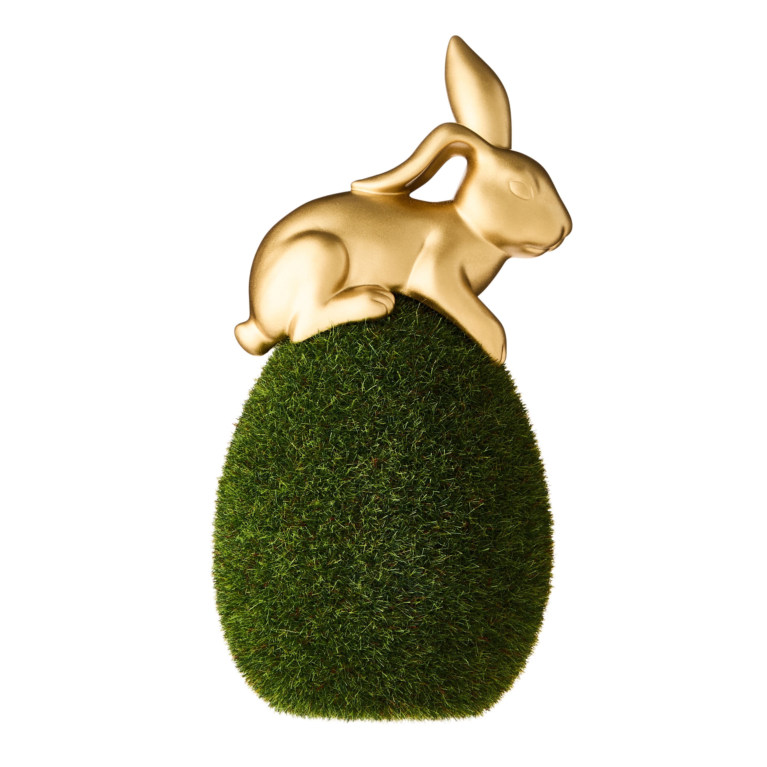 Easter Gold Bunny on Green Flocked Egg Decor, 6.25 in, by Way To Celebrate