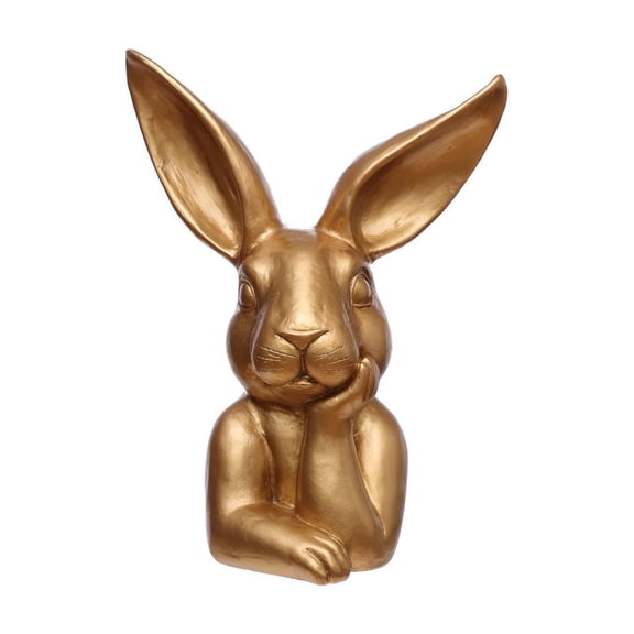 Easter Gold bunny figurines, Easter Thinking bunny figurines and statues decor, Cute Rabbit Statue for Spring Living Room Shelf Mantel Decorations