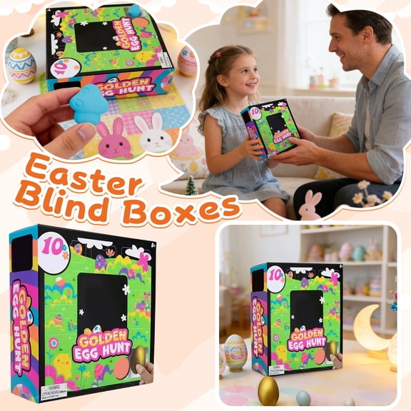 Easter Golden Egg Hunt Fidget Toy Blind Box, 10 Surprise Set – Super Solid Squishy Sensory Toys 2026 Edition