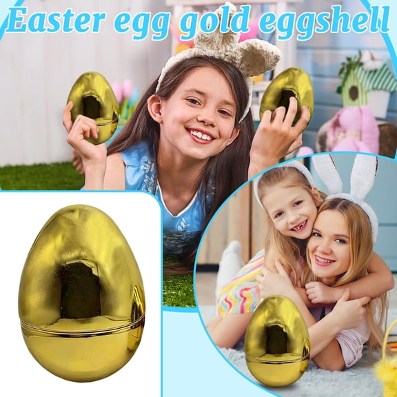 Easter Golden Egg, Surprise Egg Toys, Kids Lottery Prize Eggs, Plastic Electroplated Gift Box for Easter Party Favors, Small Hollow Egg Decor, Kindergarten Classroom Reward, Height 5.9 Inch