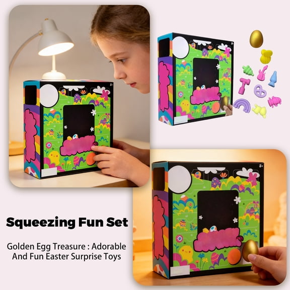 Easter Golden Egg Treasure Surprise Box, 10-Pack Sensory Toys Set, Fine Motor Skills Development, Ideal Gift for Kids Easter & Spring Activities
