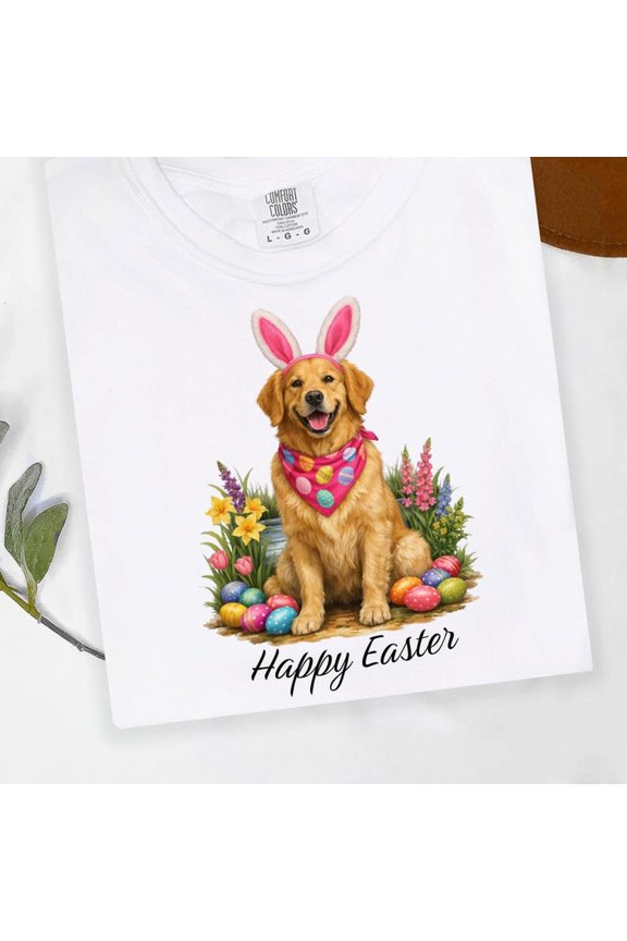 Easter Golden Retriever S1Hirt Spring Golden Dog Mom T1EE S1Hirt Flowers Eggs Bunny Ears Easter Golden Dog Lover Gift Pet Oil