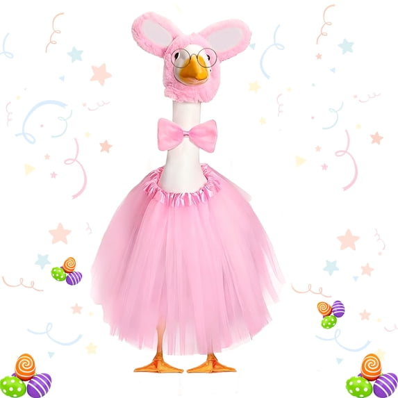 Easter Goose Clothes Decorations for Front Porch, Goose Clothing Set for 23 Inch Cement or Resin Goose Statue, Spring Easter Decor for Home Yard Garden C