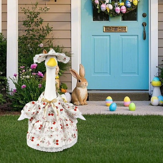 Easter Goose Outfit – 23-In Costume for Outdoor Porch and Balcony Goose Decor, Spring Holiday Yard and Garden Decor Festive Goose Clothing
