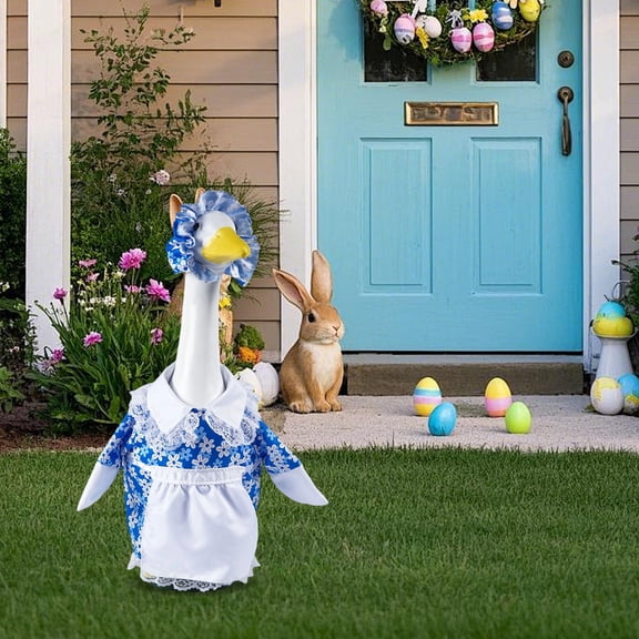 Easter Goose Outfit – 23-In Costume for Outdoor Porch and Balcony Goose Decor, Spring Holiday Yard and Garden Decor Festive Goose Clothing
