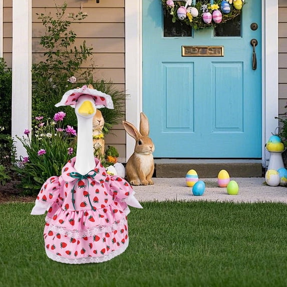Easter Goose Outfit – 23-In Costume for Outdoor Porch and Balcony Goose Decor, Spring Holiday Yard and Garden Decor Festive Goose Clothing
