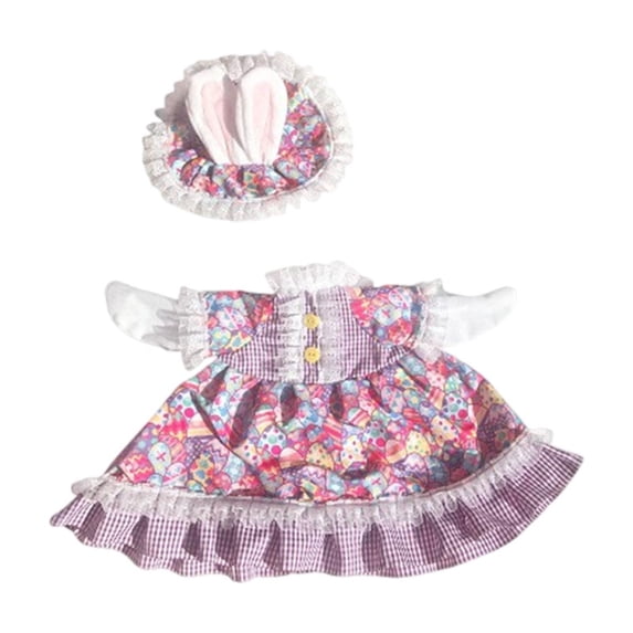 Easter Goose Outfit Set with Dress and Hat for 23 Inch Lawn Goose Statue, Lolita Style Patio Garden Decoration for Porch and Yard