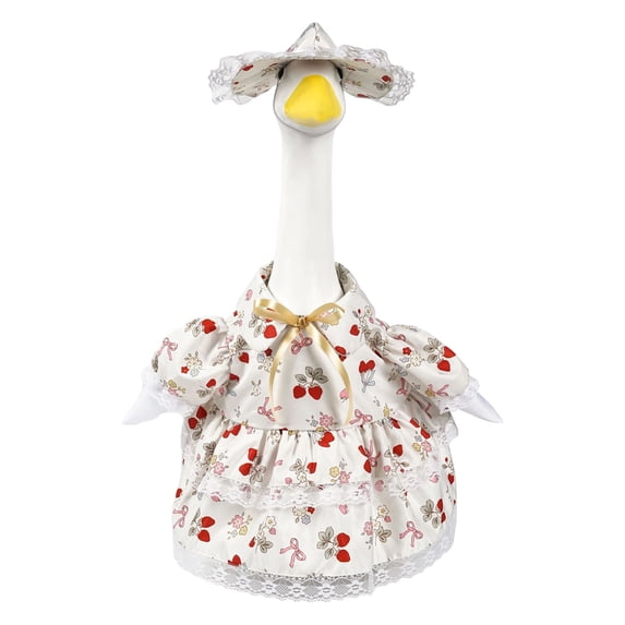 Easter Goose Porch Decoration with Blue Floral Dress and Bonnet, Outdoor Garden Yard Patio Balcony Goose Statue, Farmhouse Front Door Spring Easter Welcome Decor for Home Lawn Holiday