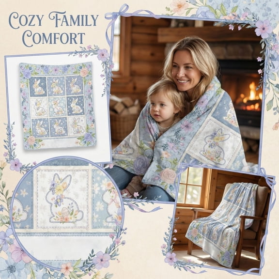 Easter Gothic Throw Blanket 70x51 In, Lightweight Soft Flannel Gothic Horror Decorative Living Room Sofa BlanketBlue