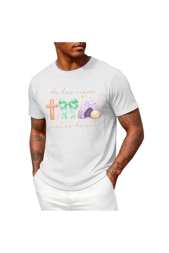 Easter Graphic T Shirts for Men Women Holiday Funny Matching Soft Casual Crew Neck Short Sleeve Tee White XXXL