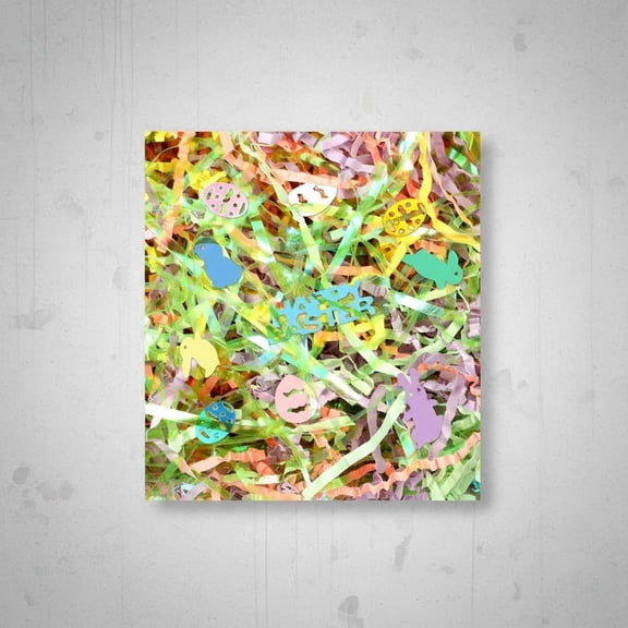 Easter Grass Crinkle Cut Paper, Iridescent Shred Paper Filler with Confetti for Gift Box Basket Filler Gift Wrapping Decorations