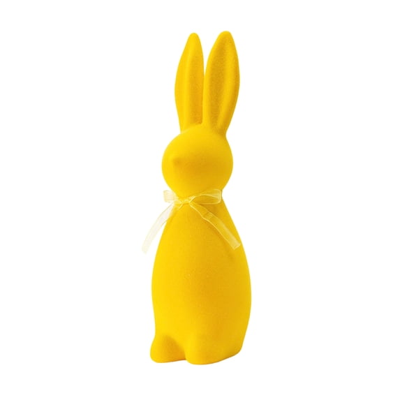 Easter Green Flocked Bunny Figurine Easter Bunny Decorative Ornament with Bowtie Green Moss Rabbit Sculpture for Spring Decor Party Gifts Baking Table Home Decor 13.8in Standing Rabbit