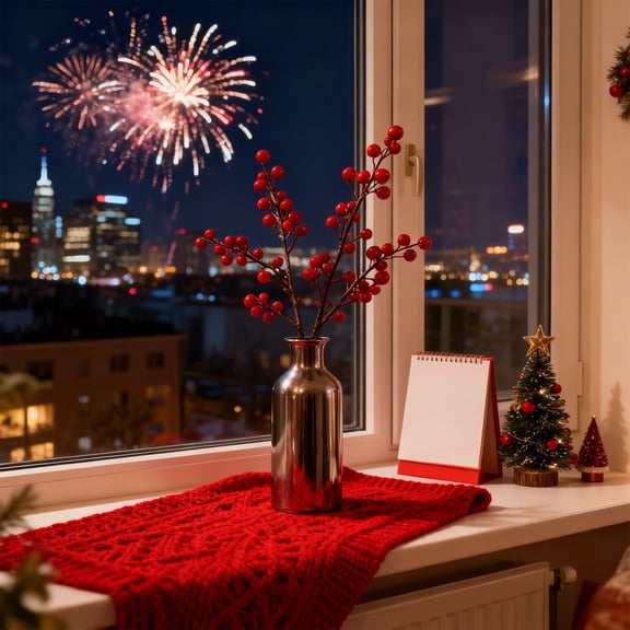 Easter Greenery Branches,Pine Berry Decor,Artificial Spring Pine Needle Red Berry Sprigs,For Home Table Wall Holiday Decor