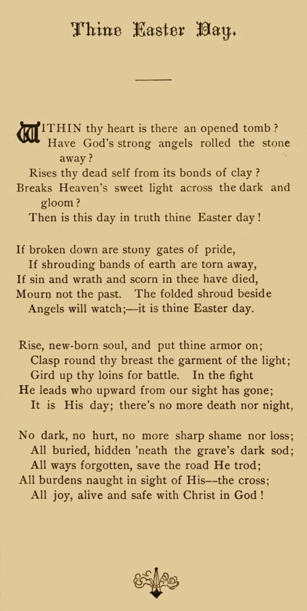 Easter Greeting 1885 Thine Easter Day Canvas Art - Mary Lowe Dickinson (18 x 24)