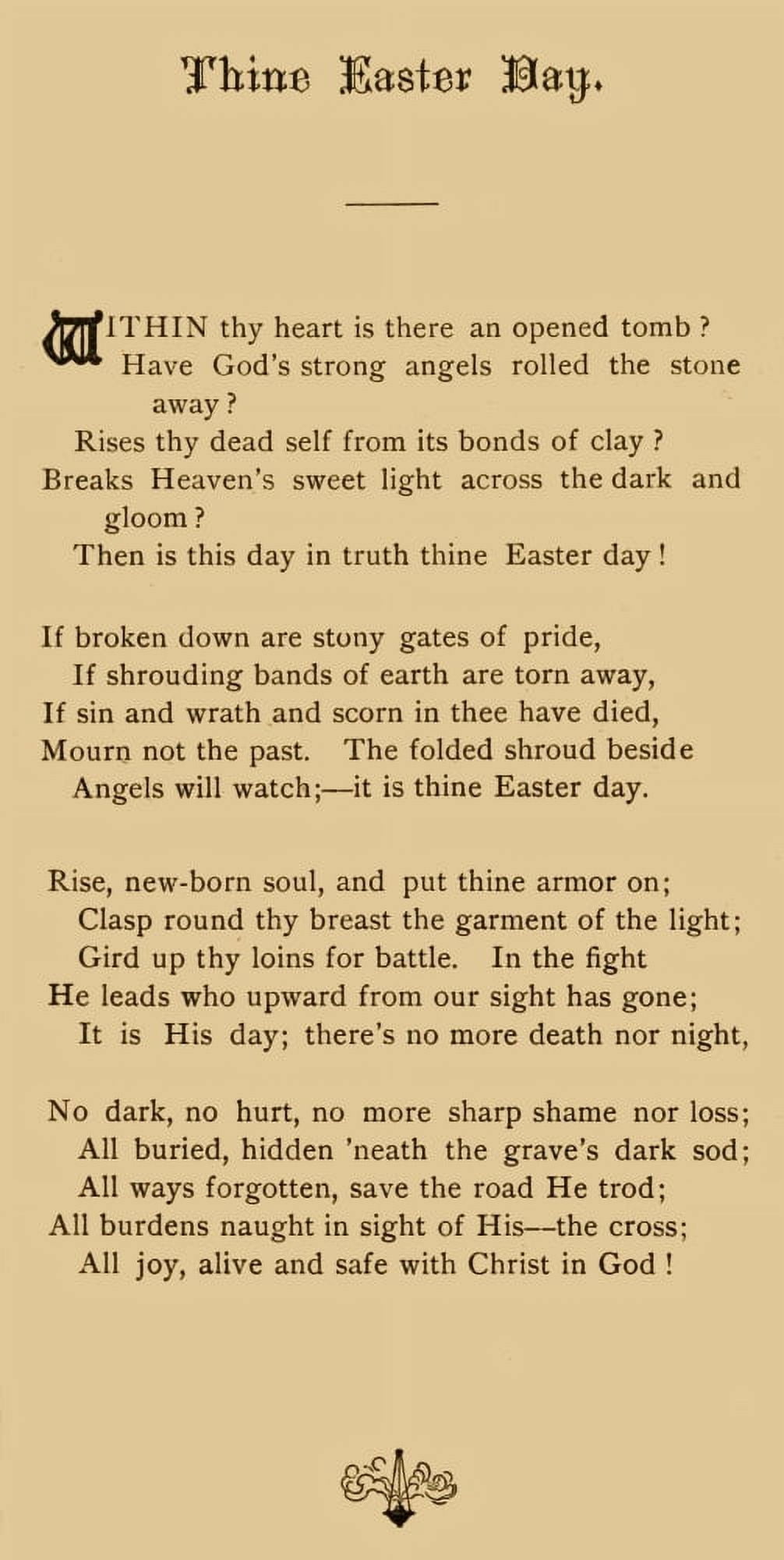 Easter Greeting 1885 Thine Easter Day Canvas Art - Mary Lowe Dickinson (24 x 36)