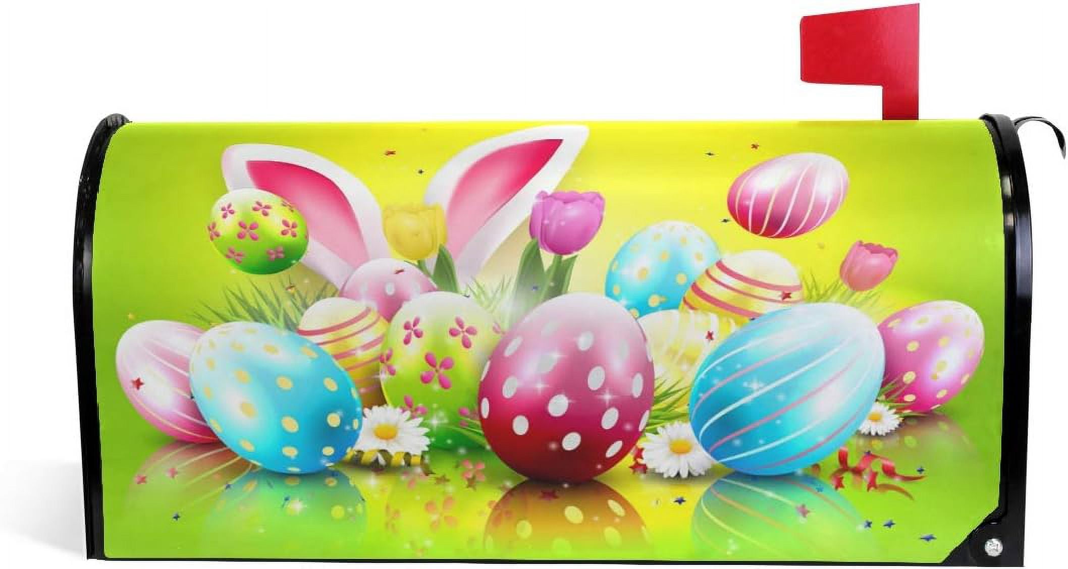Easter Greeting Magnetic Mailbox Cover MailWraps Garden Yard Home Decor for Outdoor Standard Size-18"x 20.8"