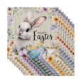 thumbnail image 1 of Easter Grey Bunny Cloth Napkins, Spring Colorful Eggs Flower Wooden Grain Washable and Reusable Dinner Napkins Set of 8, Table Napkin for Kitchen Party Birthday Wedding Hotel Housewarming 20"x20", 1 of 9
