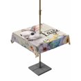 thumbnail image 1 of Easter Grey Bunny Outdoor Tablecloth - 60x60 Inch Square Dining Table Cover, Spring Colorful Eggs Flower Wooden Grain Waterproof Outdoor Table Cloth with Umbrella Hole & Zipper for Picnic/Patio/Party, 1 of 7