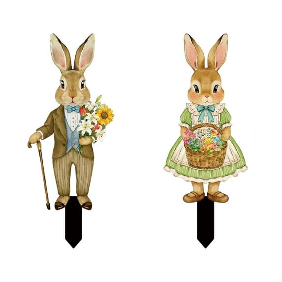 Easter Grounded Courtyard Decoration, Pvc Material With 2D Flat Design, Weather-Resistant Graphic, Easy Installation With Ground Stakes, 25Cm X 14Cm Size - Ideal For Garden, Patio