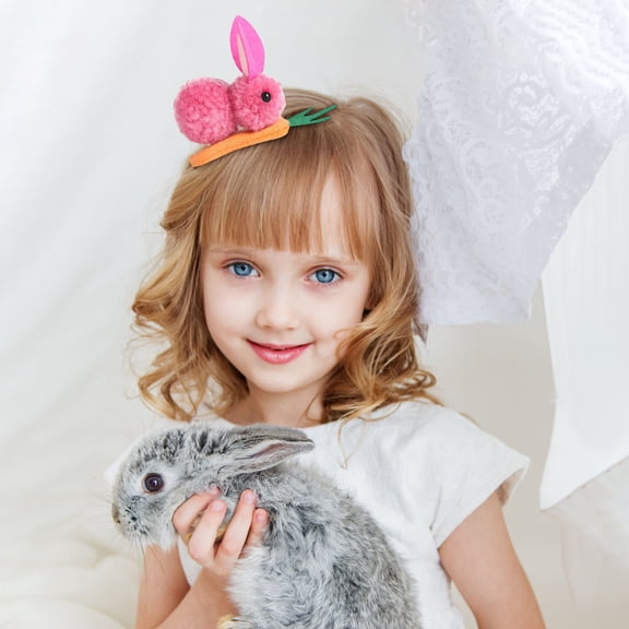 Easter Hairpin for Women and Youth, Mini Carrot Bunny Hair Clip With Plush Duck Bill Design In Rose Red Color, Cute Spring Hair Accessory for Easter Gifts and Party Favors, Festive Holiday Blahzhy