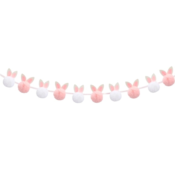 Easter Hanging Decoration  98 Inch Pink Fabric Banner Ornament for Doors, Walls, Windows  Spring Holiday Home Decor for Indoor & Outdoor Display