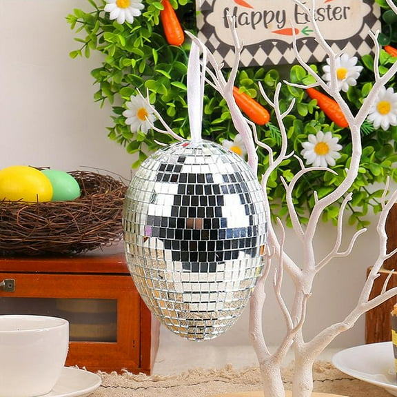 Easter Hanging Silver Egg Ornament 5.5"