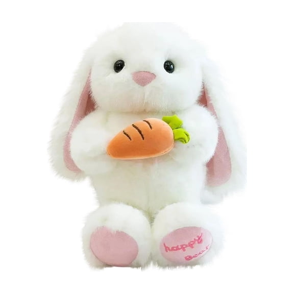 Easter Happy Bear Cute Carrot Rabbit Plush Toy With Label (White Plush Toy *1)