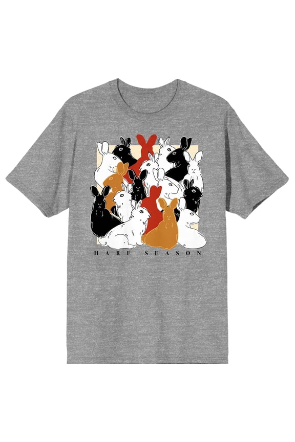Easter Hare Season Bunny Pattern Men's Heather Gray Short Sleeve Crew Neck Tee-3XL