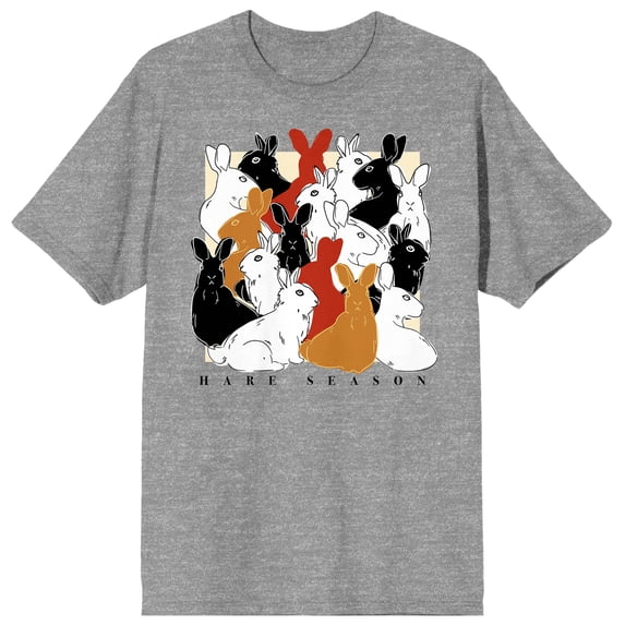 Easter Hare Season Bunny Pattern Men's Heather Gray Short Sleeve Crew Neck Tee-Small