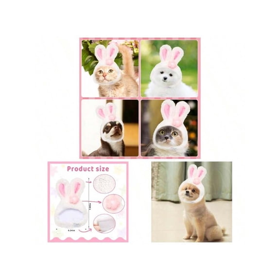 Easter Hat Cute Bunny Rabbit Hat With Ears Flower Easter Pet Costume Cats Small Dogs Puppy Costume Easter Party Adjustable Bunny Cap Rabbit Headwear Easter Cosplay Supplies