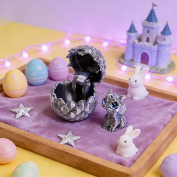 Easter Hatchable Dragon Egg Toy with Figurine, 4.5x4.1 cm Colorful Plastic Assembly Play Set, Openable Egg Reveals Collectible Dragon Model, Black