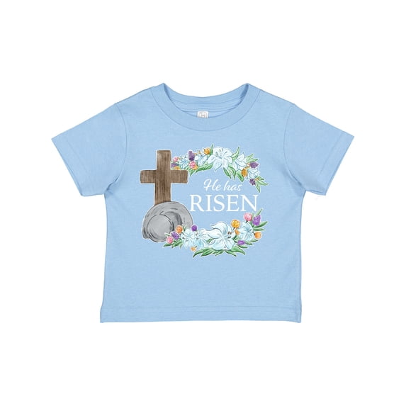 Inktastic Easter He Has Risen with Cross and Flowers Boys or Girls Toddler T-Shirt