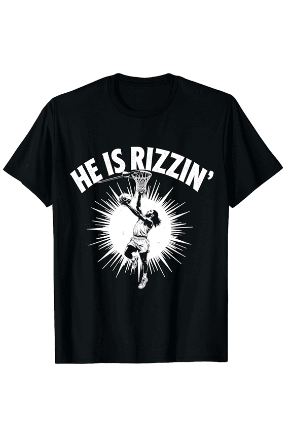 Easter He Is Rizzin Graphic Jesus Hoops Funny Meme Pun Humor Short Sleeve T-Shirt for Women Men Athletic Adult Gift