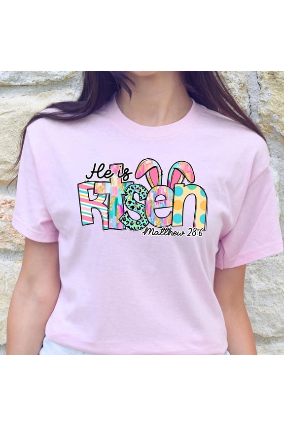 Easter He is Risen Shirt Womens Christian TShirt Easter Bunny Shirt Bible Verse Tee Jesus
