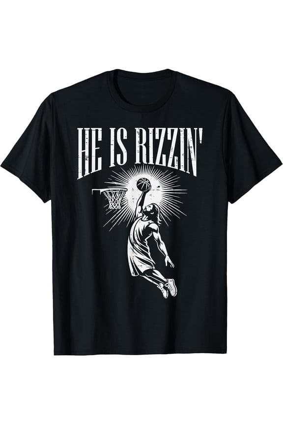 Easter He is Rizzin Christian Religious Men Teen T-Shirt tee