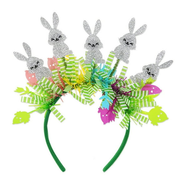 Easter Headband with Colored Egg Strips and Balls, Cute Holiday Hair Accessory for Adults Kids, Festive Party Favor Decor