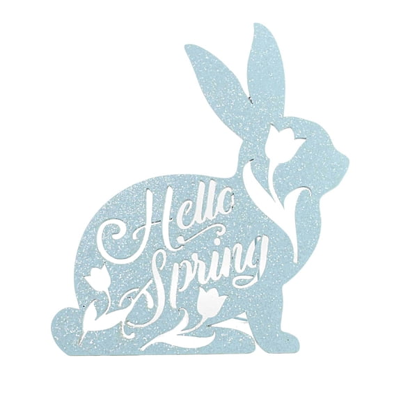 Easter Hello Spring Bunny Sign Wood Glittered Hello Rl1710