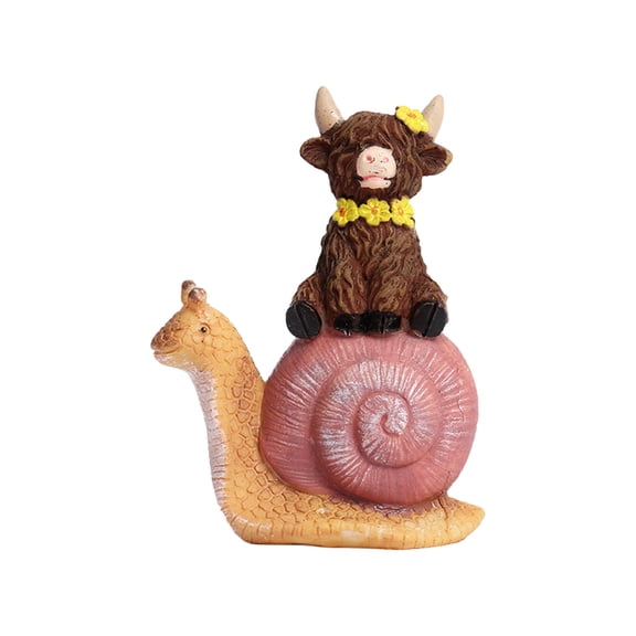 Easter Highland Cow Resin Figurine Spring Sitting Highland Cows Statues Mini Scottish Calf Figurines for Home Party Office Tiered Tray Decor