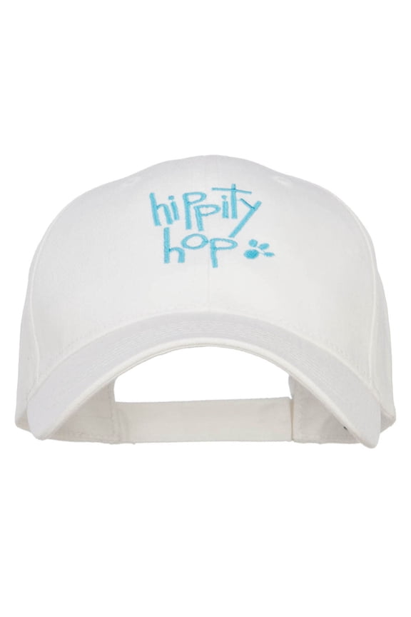 Easter Hippity Hop Embroidered Cotton Cap - White OSFM