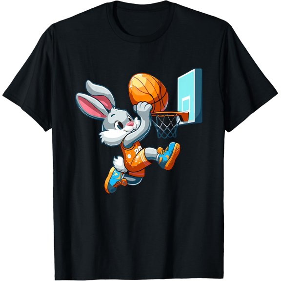 Easter Holiday Bunny Rabbit Playing Dunking Basketball Egg Dunk T-Shirt, Size S-5XL