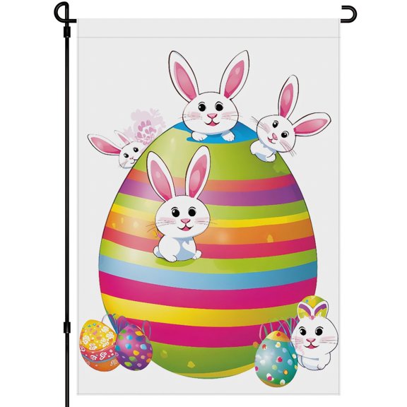 Easter Holiday Garden Flag for Outdoor for Outdoor Balcony Front Door Home Farmhouse Deco 28x40inch Colorful Vivid Easter Eggs Durable Outdoor Garden Decor Washable Cartoon Garden Flags