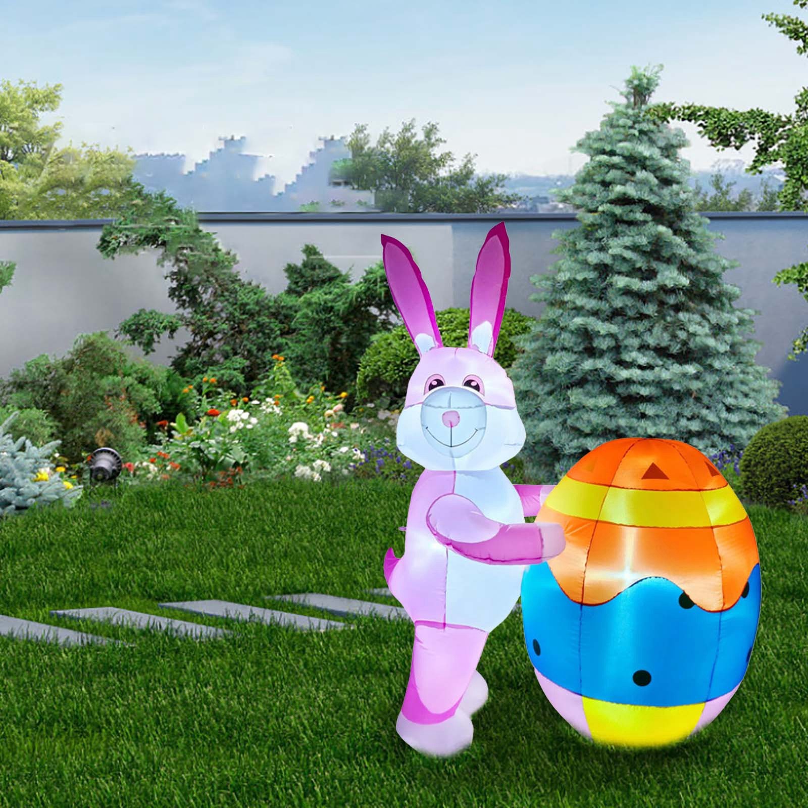 Easter Holiday Light Up Inflatable Bunny Push Eggs Patio Inflatable