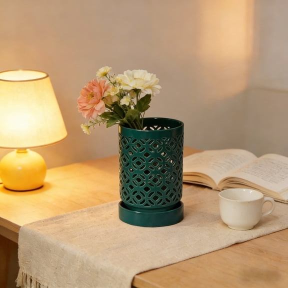 Easter Home Decor, Ceramic Orchid Pot 5 Inch, Orchid Pots with Holes, Plant Pot for Repotting, Flower Planter Pot Indoor Outdoor, Green Easter Gift for Women