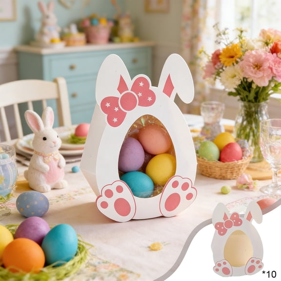 Easter Home Decor Easter Bunny Egg Cartons Candy Boxes 10pc for Festive Tabletop and Shelf Display