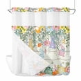 thumbnail image 1 of Easter No Hooks Shower Curtain with Snap-in Liner Spring Floral Leaf Rabbits Silhouette Eggs White Wood Grain Shower Curtains for Bathroom, Waterproof, Easy Install, Washable 66"x72", 1 of 9