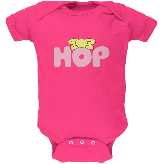 Easter - Hop Girls Bow Tie Hot Pink Soft Baby One Piece